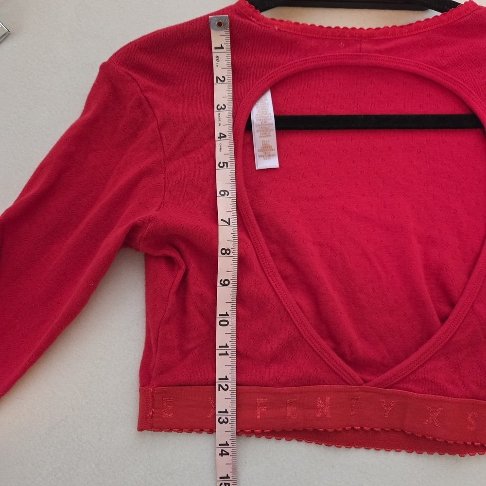 Savage X Fenty Red Long Sleeve Crop Top Open Back 1x - Picture 6 of 8